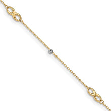 Load image into Gallery viewer, 14K Two-Tone Diamond-cut Beads and Infinity 10in Plus 1in ext. Anklet
