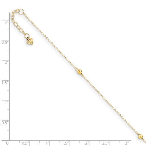 14K Mirror Beads 9in Plus 1in Ext Anklet