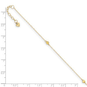 14K Mirror Beads 9in Plus 1in Ext Anklet