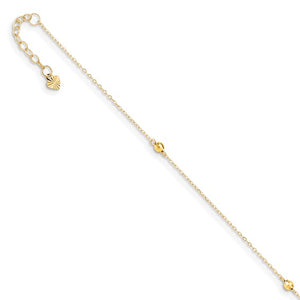 14K Mirror Beads 9in Plus 1in Ext Anklet