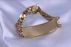 14k Gold Tri-Color Figaro Men's ID Bracelet