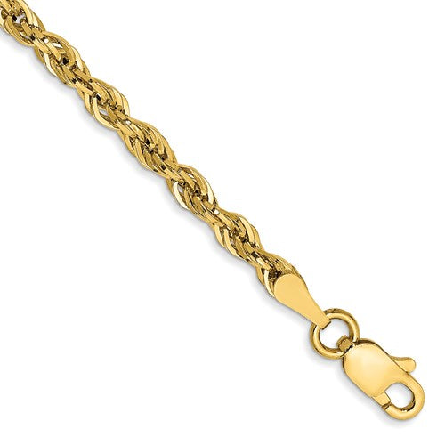 14k Semi-Solid Diamond-Cut Rope Anklet