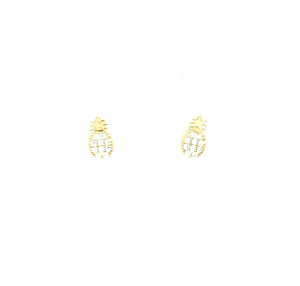 14k Gold Pineapple Cubic Zirconia Earrings