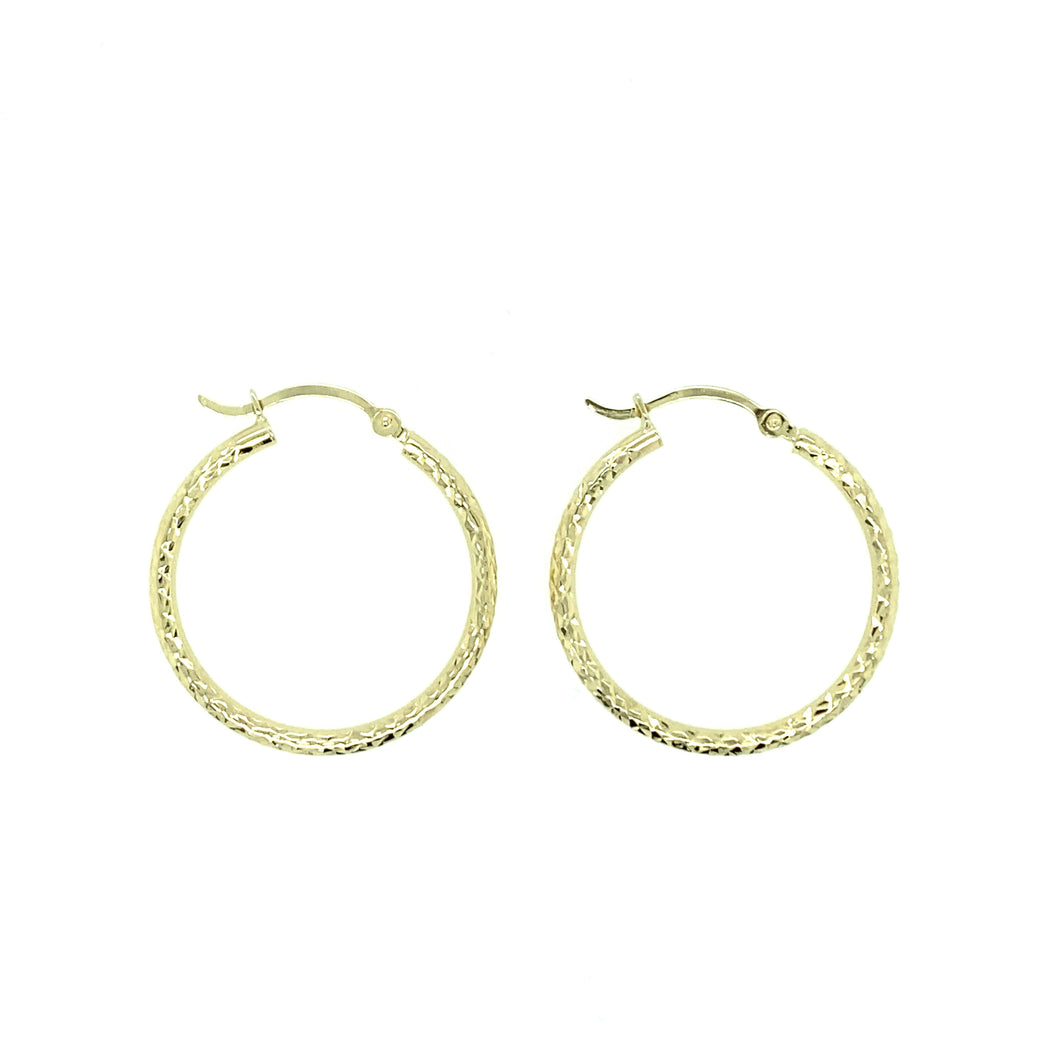 14k Gold Diamond Cut Hoops