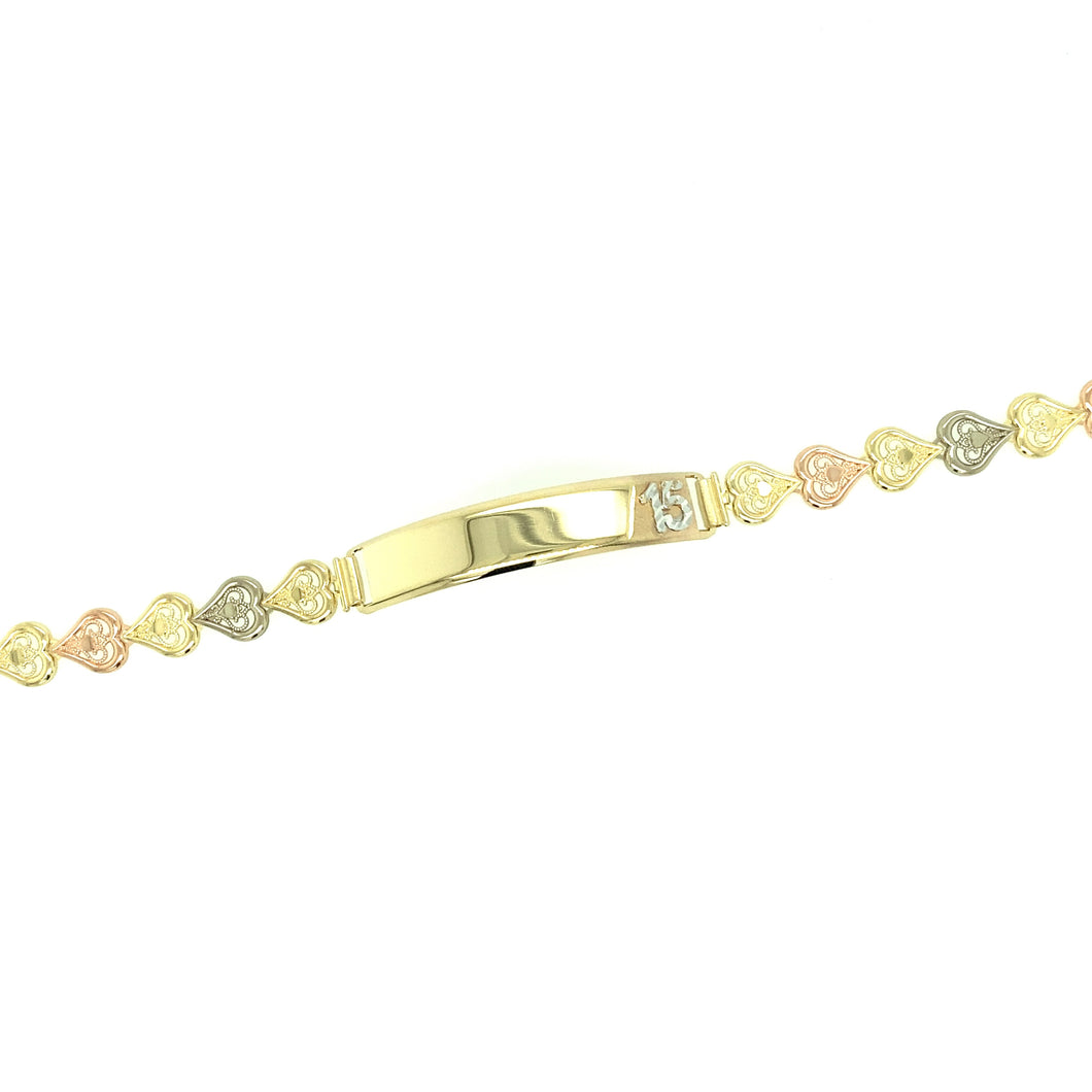 14k Gold Tri-Color 15 Años Bracelet