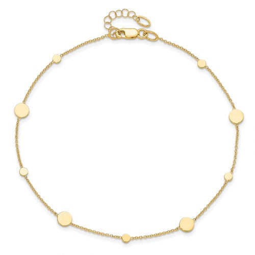 14k Polished Disc with 1in ext. Anklet