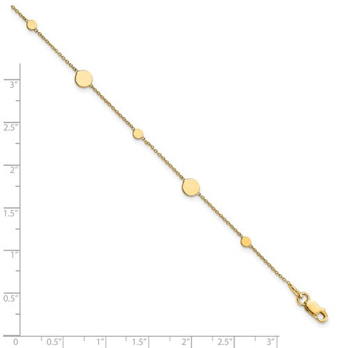 14k Polished Disc with 1in ext. Anklet