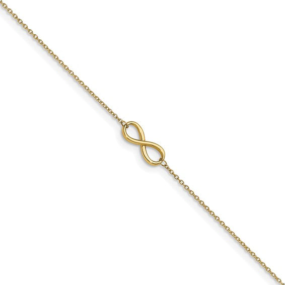 14K Polished Infinity with 1in ext. Anklet
