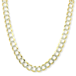 14k Gold Diamond Cut Cuban Chain, 7 mm