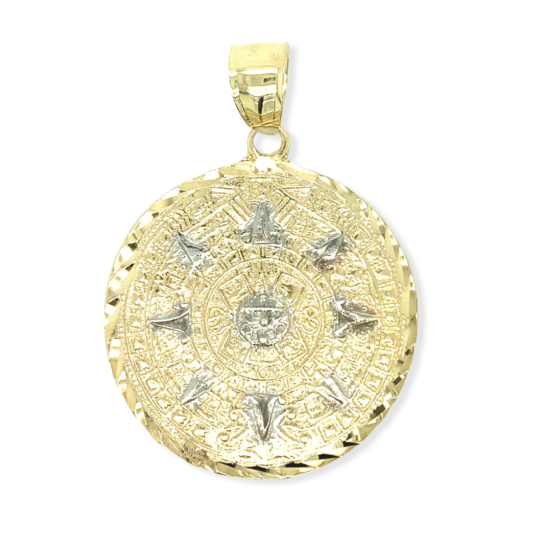 14k Gold Calendario Azteca Pendant