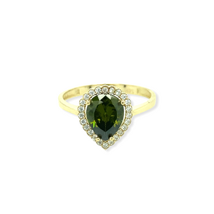 14k Gold Pear Shape Cubic Zirconia Ring