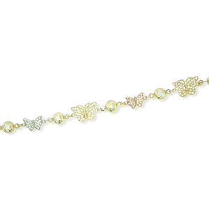 14k Gold Tri-Color Butterfly Anklet