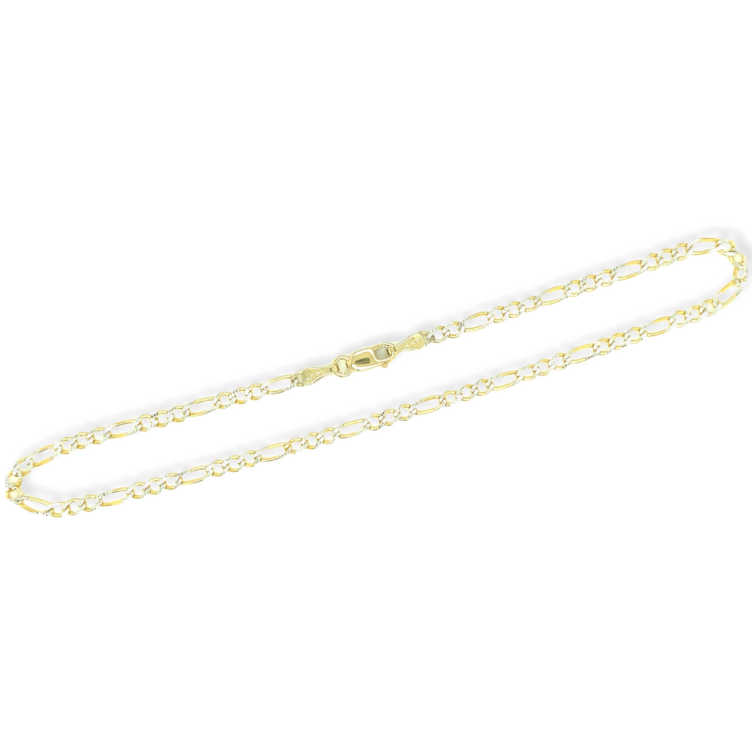 14k Gold Figaro Diamond Cut Anklet