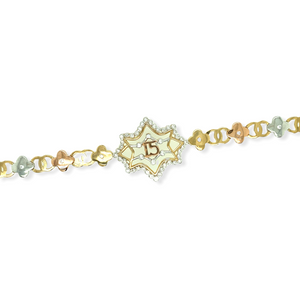 14k Gold Tri-Color 15 Años Bracelet