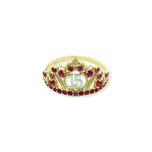 14k Gold 15 Años Crown Ring