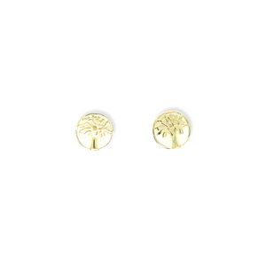 14k Gold Circle Tree of Life Earrings