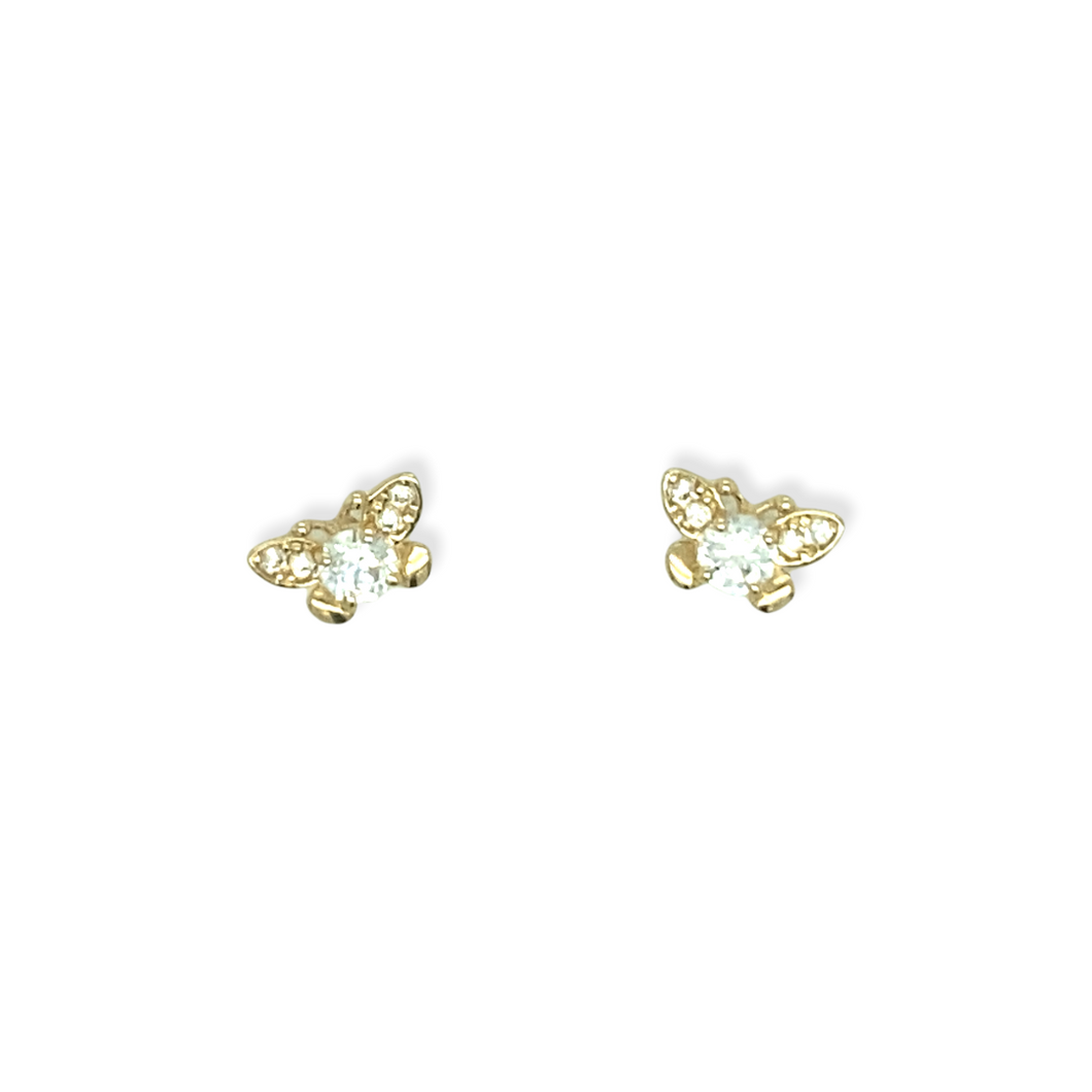 14k Gold Butterfly Cubic Zirconia Earrings