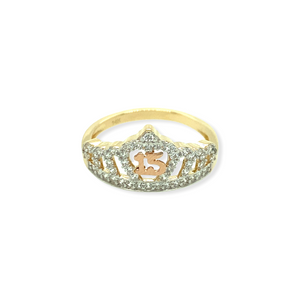 14k Gold 15 Años Crown Ring