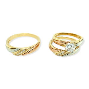 14k Gold Tri-Color Wedding Trio Set