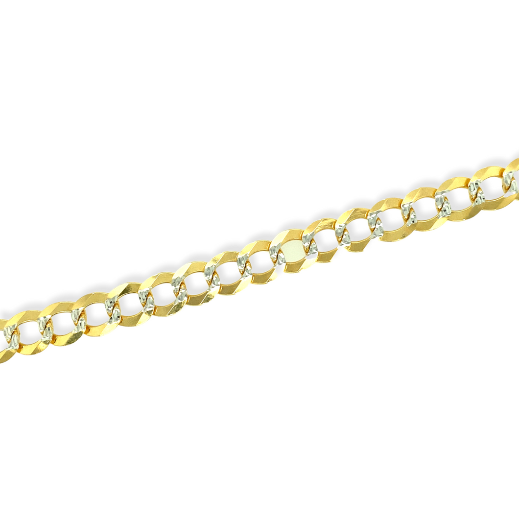 14k Gold Cuban Diamond Cut Bracelet, 9.5 mm