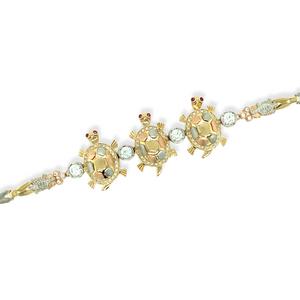 14k Gold Tri-Color Turtle Bracelet