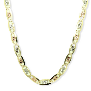 14k Gold Tri-Color Chain, 26", 6 mm