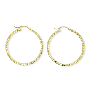 14k Gold Diamond Cut Hoops