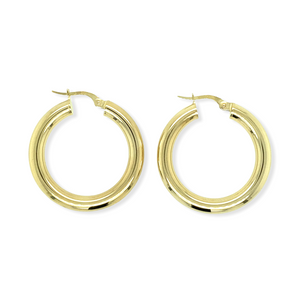 14k Gold Polished Hoops