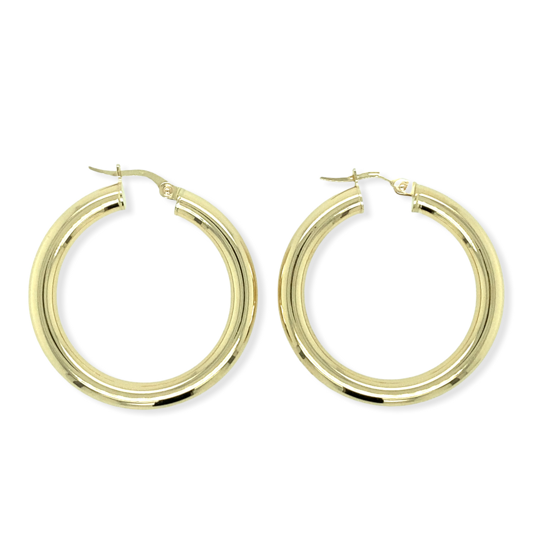 14k Gold Polished Hoops