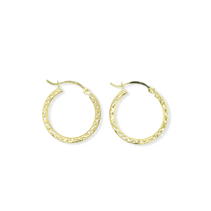 14k Gold Diamond Cut Hoops