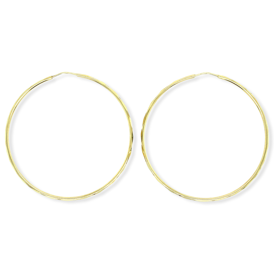 14k Gold Faceted Hoop Earrings