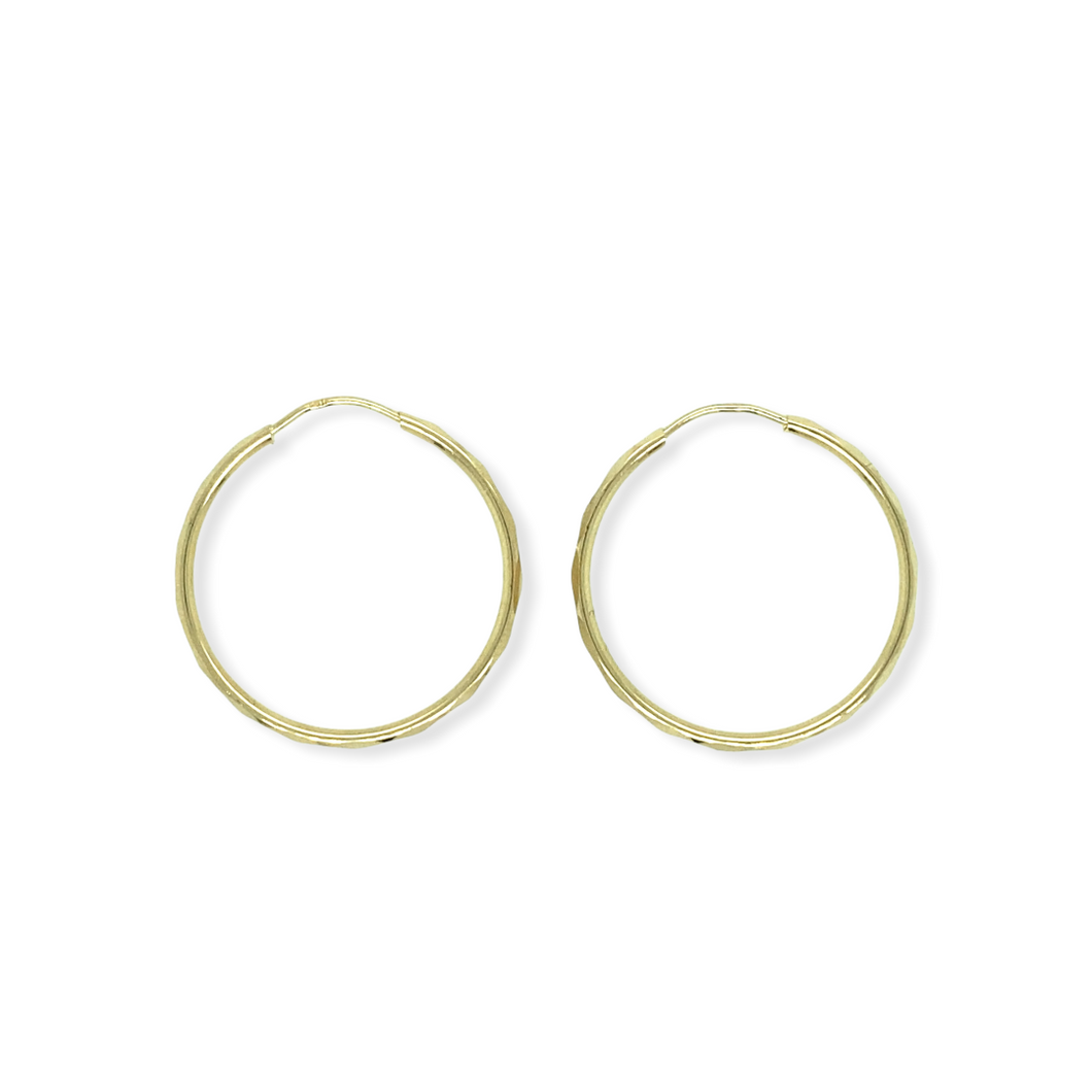 14k Gold Faceted Hoops