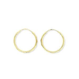 14k Gold Faceted Hoops