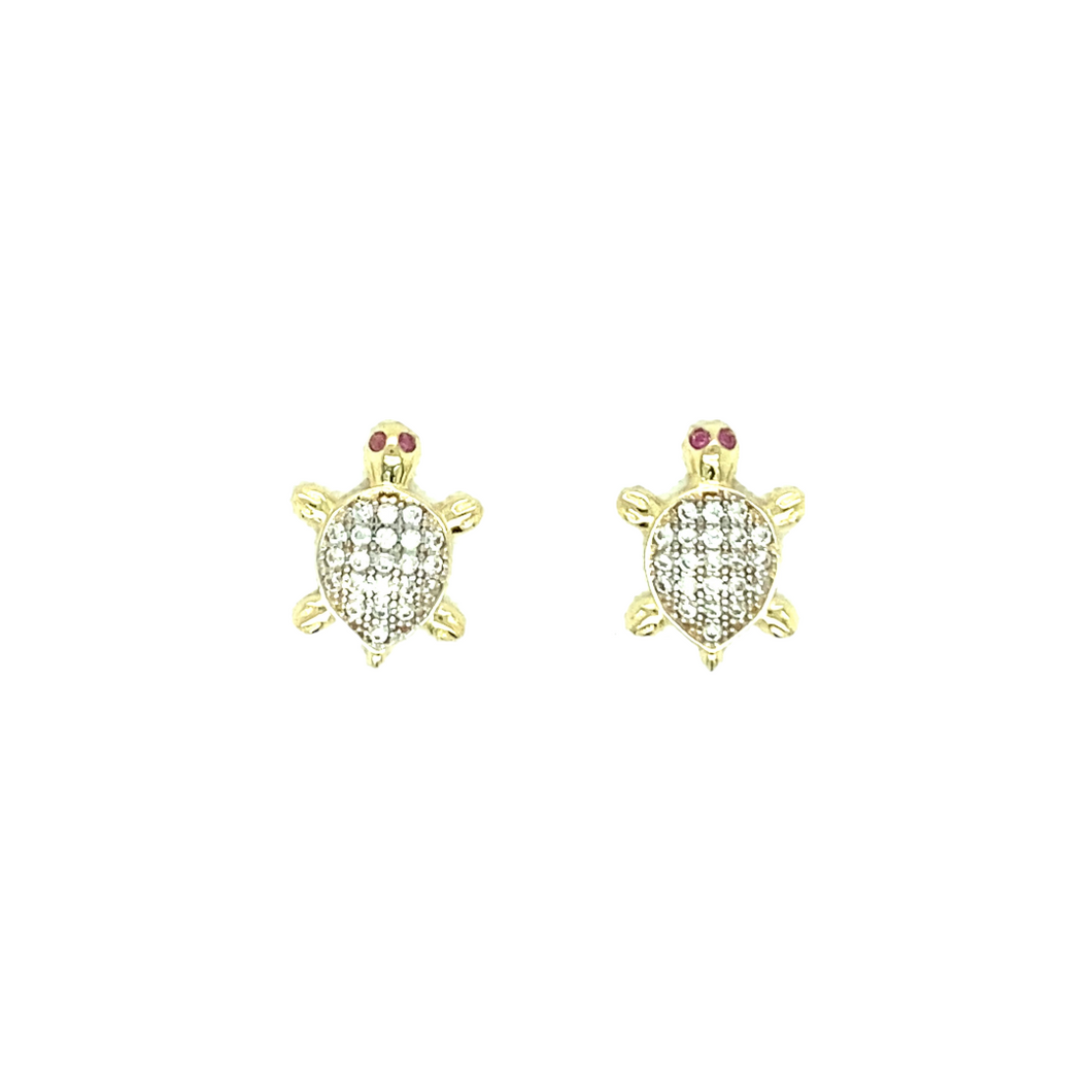 14k Gold Turtle Earrings Pushback