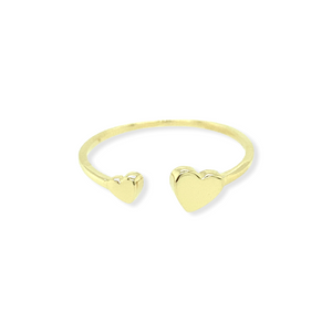 14k Gold Double Open Heart Ring