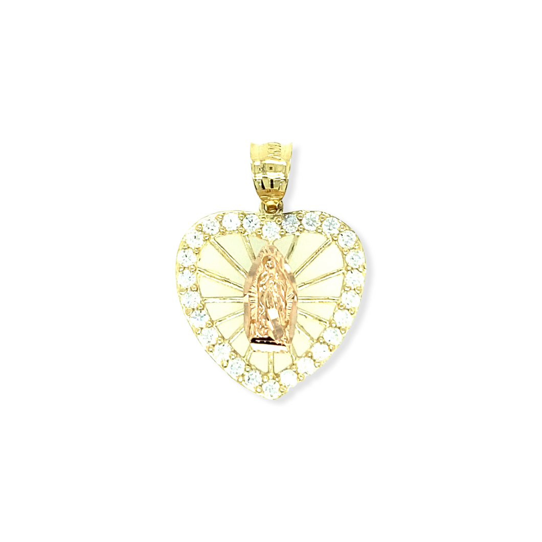 14k Gold Virgin Heart Pendant