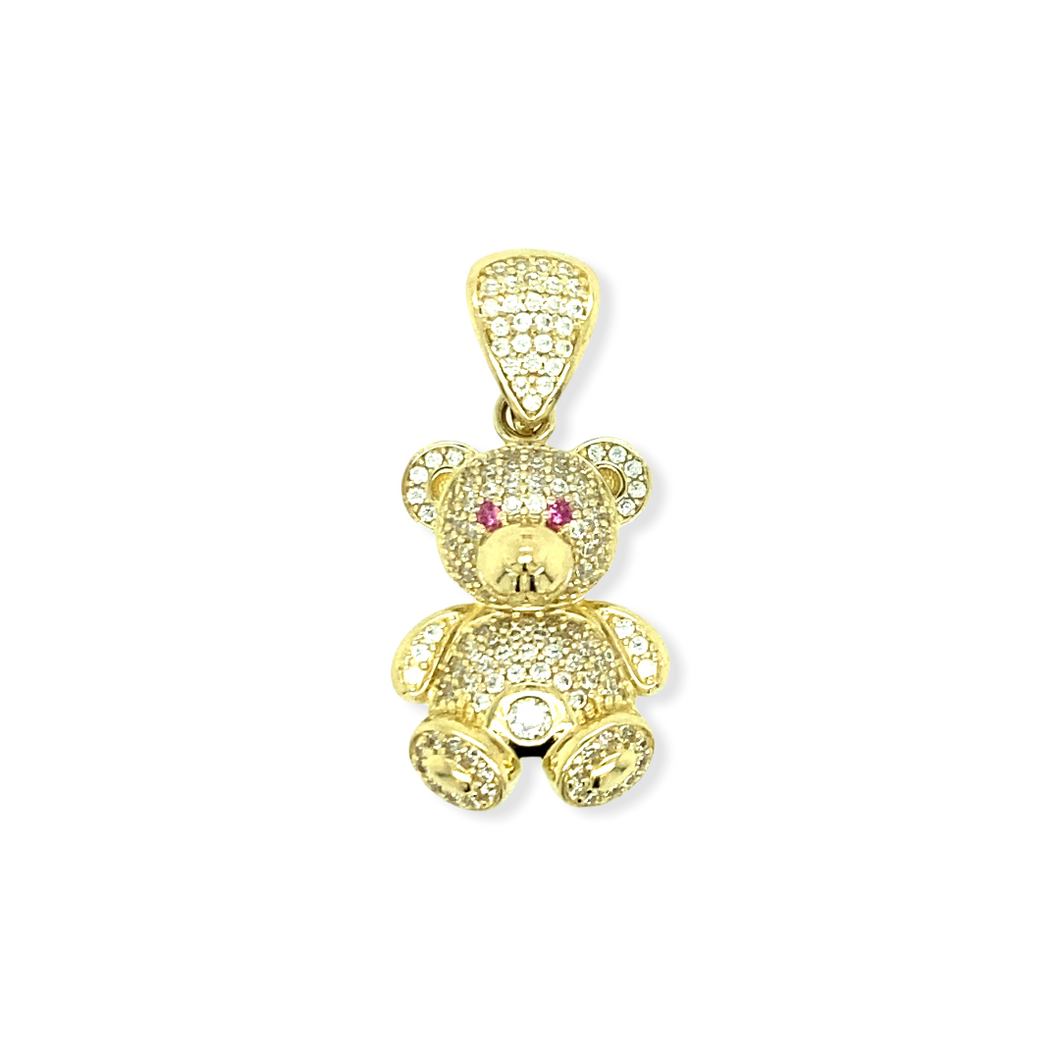 14k Gold 3D Teddy Bear Pendant