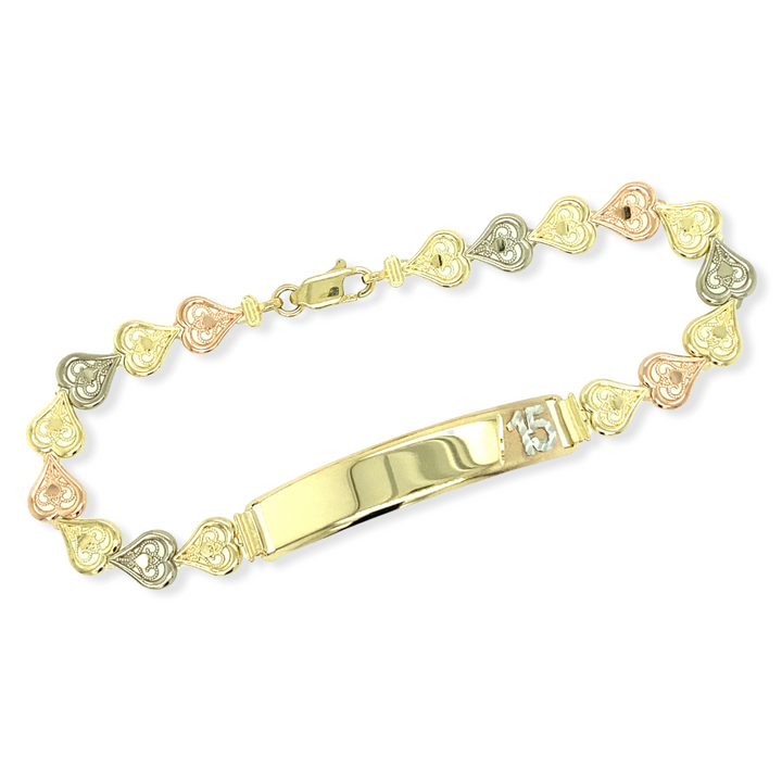 14k Gold Tri-Color 15 Años Bracelet