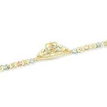 Load image into Gallery viewer, 14k Gold Tri-Color 15 Años Crown Bracelet
