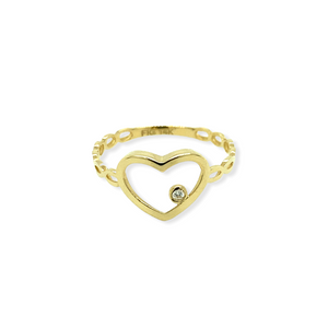 14k Gold Heart CZ Ring