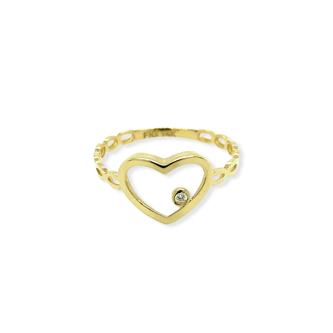 14k Gold Heart CZ Ring