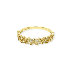 14k Gold CZ Flower Ring