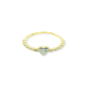 14k Gold Dainty Heart Cubic Zirconia Ring