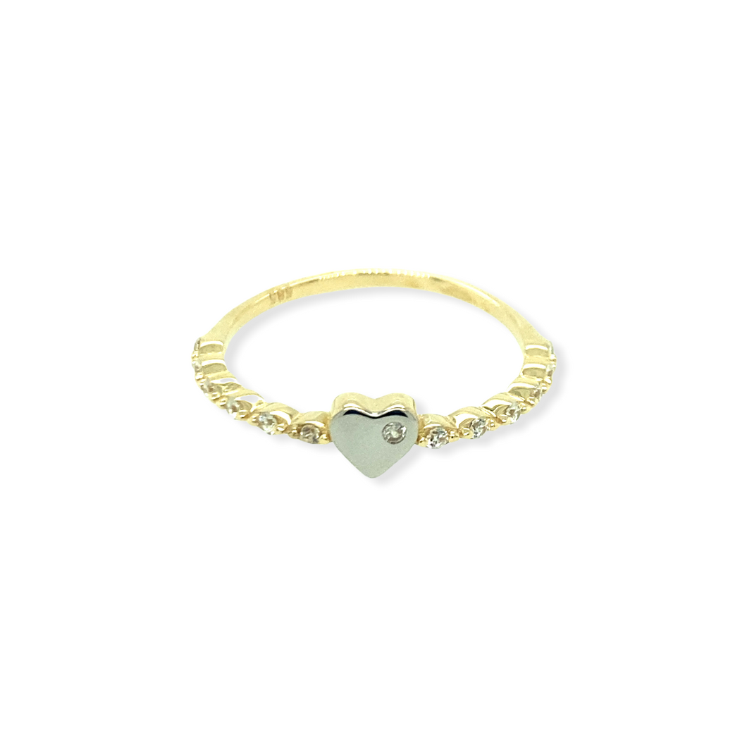 14k Gold Dainty Heart Cubic Zirconia Ring