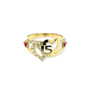 14k Gold Heart Ruby Heart Ring