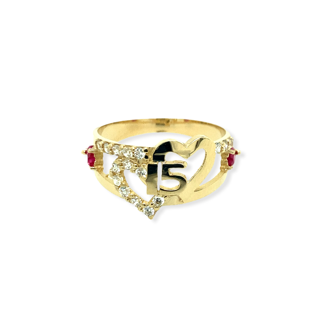 14k Gold Heart Ruby Heart Ring