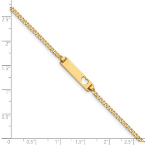 14k Cut-Out Heart Curb Link ID Bracelet