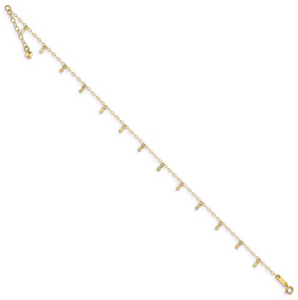 14K Oval Chain Diamond Cut Dots 9in Plus 1in Ext Anklet