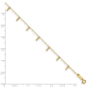 14K Oval Chain Diamond Cut Dots 9in Plus 1in Ext Anklet