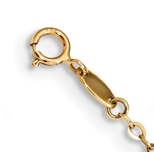 14k Gold Polished And Textured Star 9in Plus 1in Ext. Anklet